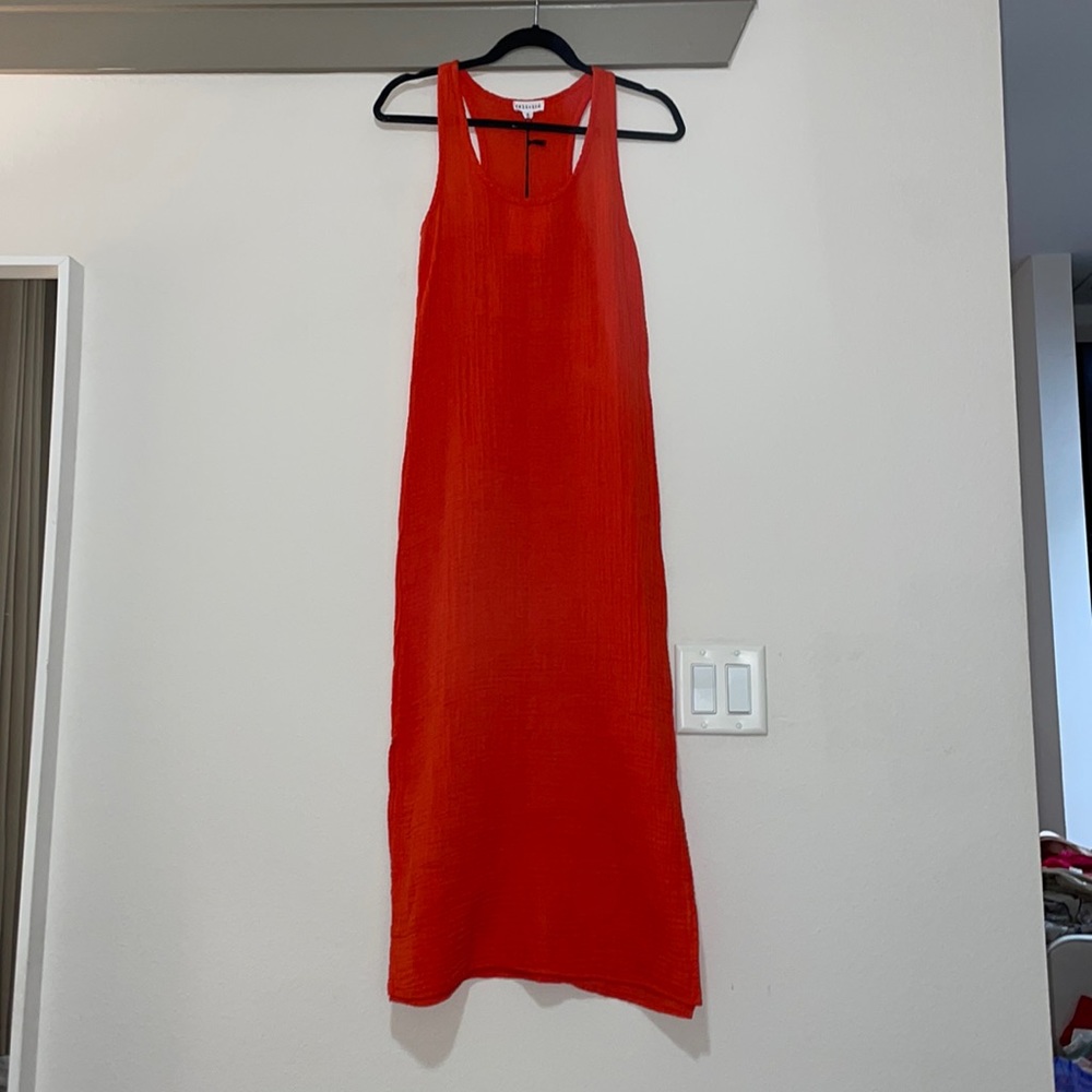 Felicite Orange Gauze Maxi Dress SZ S NWT
